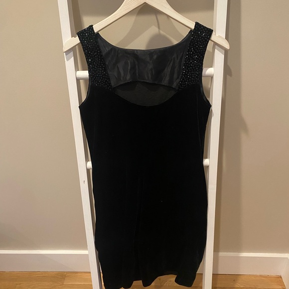 Vintage Bobbie Bee 90s Glam - Black Velvet Glitter Dress - Size 6 - Picture 5 of 5